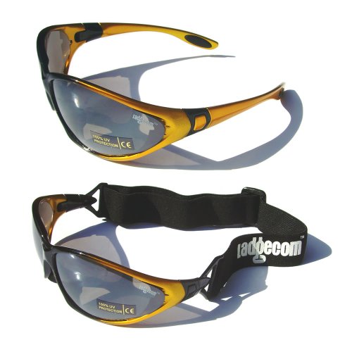 Yellow Ladgecom All-Weather Sunglasses & Goggles with Head Strap for Cycling, Running & Ski Sports