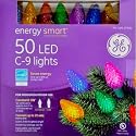 GE EnergySmart 50 LED C-9 Holiday String Lights Indoor/Outdoor Use