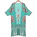 ASHERANGEL Women's Tassel Bikini Covers Floral Printed Bathing Suit Kimono Cover Up, Green, One Size
