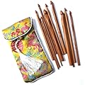 12 St�ck Karbonisiert Bambus H�kelnadeln Set St�rken 3mm - 10mm. Tasche aus Seide