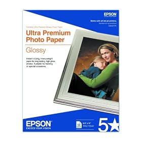 Epson Ultra Premium Photo Paper Glossy, Letter, 8.5 x 11, 50 Sheets (S042175)