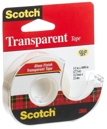 Scotch Transparent Tape with Dispenser, 1/2 Inch x 1000 Inches (174)
