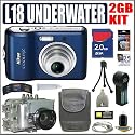 Nikon Coolpix L18 8.0 MP Digital Camera Navy Blue + Underwater 2GB Deluxe Accessory