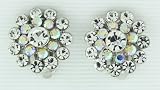 Aurora Borealis (AB) Clear and Clear Austrian Crystals Flower Clip-On Earrings