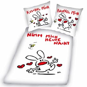 Herding 469341050 - Housse de couette "Nic der Hase"  135 x 200 cm + taie d'oreiller 80 x 80 cm - Flanelle (Import Allemagne)