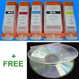 betaInk 5 Pack Compatible Canon PGI-220 Black and CLI-221 Black - Cyan - Magenta - Yellow Ink Cartridges W CHIPS for Pixma iP3600 iP4600 iP4700 MP560 MP620 MP 620B MP640 MP980 MP990 MX860 MX870 Printers 47 GB DVDR in Clam Shell Jewel Box