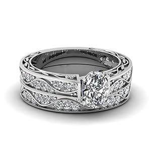 Fascinating Diamonds 1.15 Ct Oval Shaped Cut:Very Good Diamond Classical Style Bridal Rings Pave Set GIA