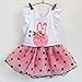 FEITONG Kids Girls Rabbit Bow Pattern Shirt Top Polka Dot Skirt