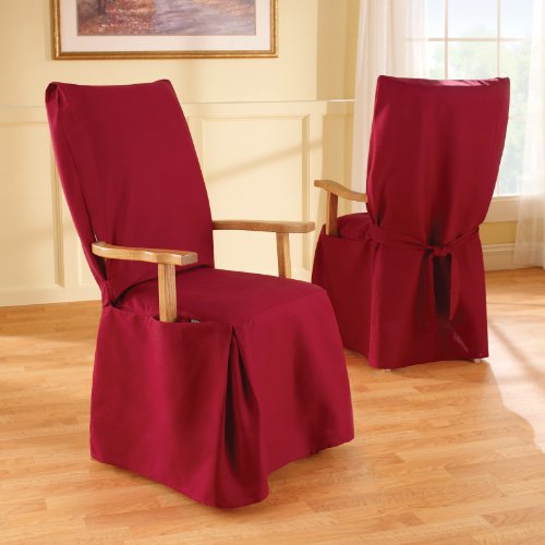 Sure Fit Cotton Duck Dining Room Chair Slipcover With Arms Claret Good Choice! hoangduong1653