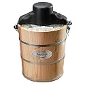 Aroma AIC-204EM 4-Quart Wood-Barrel Ice-Cream Maker, Natural Wood