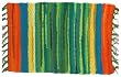 Durable Hand Woven 100% Cotton Colorful Green Striped Rag Placemat 12x18 Inches Set / 6