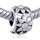 Pandora Style Bead April Birthstone Flower European Bead Fits Pandora Bracelet