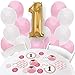Big Dot of Happiness Girl 1st Birthday - Fun to be One - Confetti and Balloon First Birthday Party Decorations - Combo Kit
