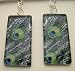 Peacock Rectangle Glass Tile Art Fashion Earrings