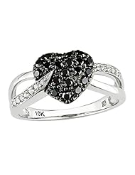 10k White Gold White and Black Accent Diamond Heart Ring (0.3396 Cttw, G-H Color, I2-I3 Clarity)