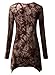 DJT Women's All Over Tie Dye Long Sleeve Asymmetrical Hem Tunic Large Coffee