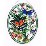 Botanical Metal-Framed Stained Glass Art Panel Suncatcher 17.25 W X 23 H Joan Baker Designs APM807 by 