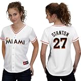 Mike Stanton Jersey: Women's Miami Marlins #27 Home White Replica Jersey