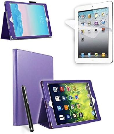 HAIO Folio Apple Ipad Mini 2 , 3 Case Slim Fit Leather Smart Cover For Apple Mini Ipad 2 / Mini Ipad 3 [Case Cover + Screen Protector + Stylus Pen] - PURPLE
