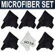 (6 Pack) Ultra Fine Goja Microfiber Cleaning Cloths for LCD screen, Camera Lens, Glasses and other delicate surfaces (5 Black, 1 Grey / Premium 200mg) Removes fingerprints and oil with just a swipe! [Perfect for Tablets (iPad, Xoom, Galaxy Tab, Kindle, Nook), Cell Phone (iPhone, HTC, Droid, Android, Blackberry) Laptop and LCD TV screens]
