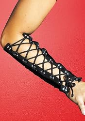 Vinyl Lace Up Gloves (As Shown;One Size)