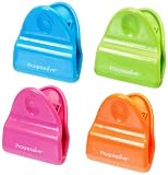 Progressive International Set of 4 Mini Magnetic Bag Clips, Green, Orange, Pink and Blue