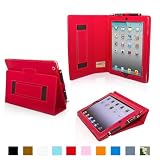 Snugg iPad 2 Case - Leather Case Cover and Flip Stand with Elastic Hand Strap and Premium Nubuck Fibre Interior (Red) - Automatically Wakes and Puts the iPad 2 to Sleep. Superior Quality Design as Featured in GQ Magazine