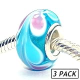 Coastal Collection Silver Glass Beads (3 Pack) - Ripples in Time (Pandora and Chamilia Compatible)