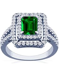 Platinum Emerald Cut Emerald Ring With Sidestones (GIA Certificate)