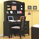 Computer Desk with Hutch Contemporary Style in Cappuccino Finish