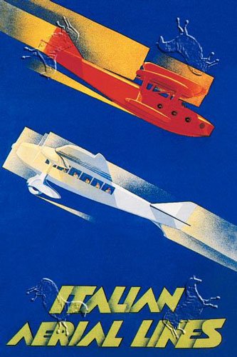 Italian Aerial Lines by di Lazzaro. Size 17.75 X 26.50 Art Poster Print on Canvas
