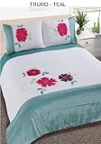 Matching Bedrooms Double Size Luxury Embroidered Duvet Cover and Pillowcase Set Teal
