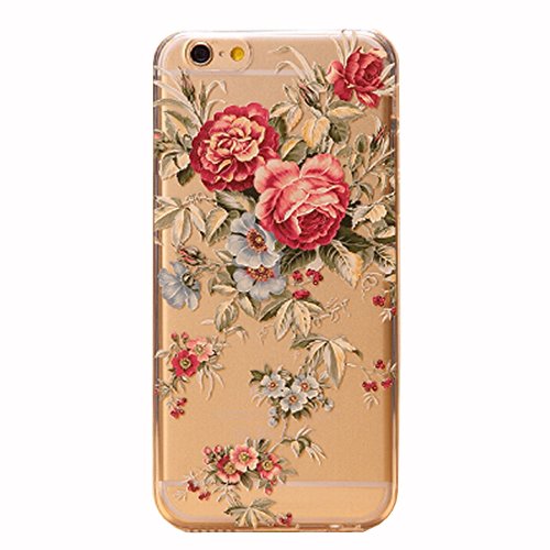 iPhone 6 Plus Case,iPhone 6S Plus Case Hundromi Iphone 6 6S Plus Plastic Case Cover Henna Floral Paisley Mandala Case Cover For iPhone 6 plus/iphone 6S plus(Peony)
