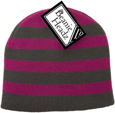Beanie Headz Striped Beanie (Child Size, Pink/Grey)