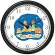 Happy Hanukkah - Jerusalem Judaica Jewish Theme Wall Clock by WatchBuddy Timepieces (Hunter Green Frame)