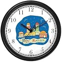 Happy Hanukkah - Jerusalem Judaica Jewish Theme Wall Clock by WatchBuddy Timepieces (White Frame)
