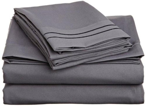 Lamma Loe 4 pc Bed Sheet Set - Cal King, Grey,