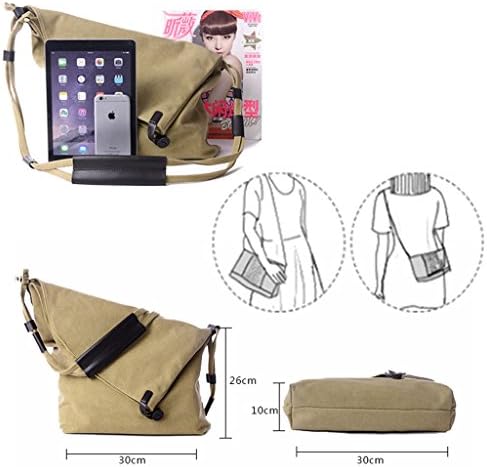 Topforcity® Women's Canvas Crossbody Messenger Shoulder Handbag Tote Weekender Bag - Khaki