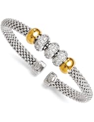 Leslies Sterling Silver Gold-plated and CZ Flexible Bangle