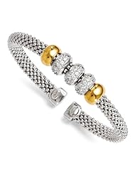 Leslies Sterling Silver Gold plated and CZ Flexible Bangle