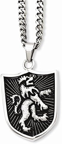 Jewelry Best Seller Stainless Steel Antiqued Coat of Arms Shield Pendant Necklace