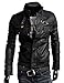 Senfloco Men's Stand Collar Multi Pocket PU Leather Motorcycle Jacket