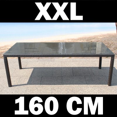 EDLER LUXUS ESSTISCH  GARTENTISCH aus POLYRATTAN 160cm