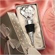 Wine Bottle Stopper Crystal Heart Chrome (14 per order) Wedding Favors