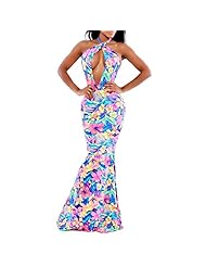 Polyester Halter Sleeveless Backless Cocktail Club Dress 