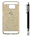 Samsung Galaxy S6 Edge Case, Luxury Beauty Diamond Shiny Sparkling Glitter with Crystal Rhinestone Premium Pc Hard Case Cover for Samsung + Bonus Top Selling Logo Stylus (Gold, Samsung Galaxy S6 Edge)