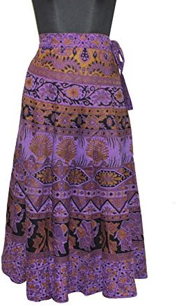 Revamp Women's Fashion Skirt Elephant Print Purple Maxi Dress Cotton Wrap Sarong