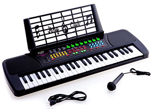 D'Luca Children 49 Keys Electronic Piano Music Keyboard Black