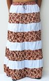 Peach and White Tiered Peasant Skirt - Womens Skirt
