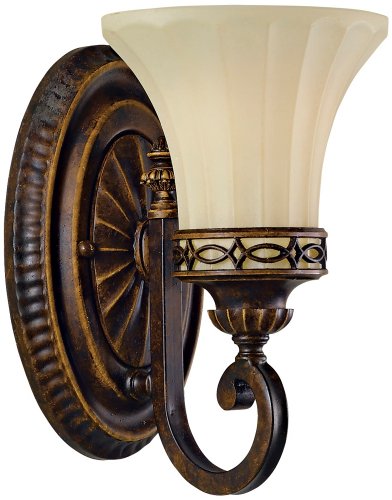 Murray Feiss VS11201-WAL One-Light Edwardian Collection Vanity Light - Walnut with English Scarvo Glass Shade